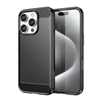 Apple iPhone 16 Pro 6.3'' Carbon Fiber TPU Protective Case Cover, Black
