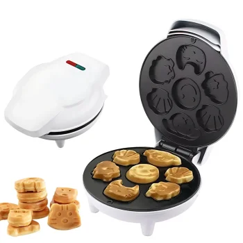 Electric waffle maker with fun shapes, 1200W, white or black