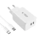 Tech-Protect NC45W-GAN 2-Port USB-C 45W Wall Charger and USB-C Cable, White