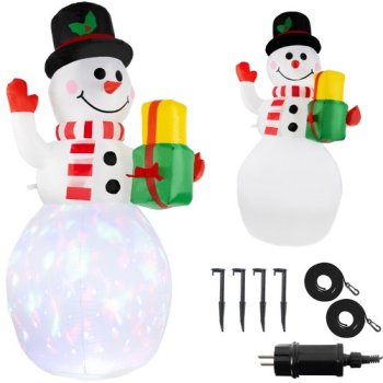 Inflatable Snowman Ruhhy 22625 with LED Projector Lights, 155 cm