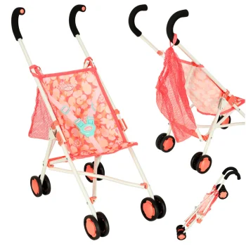 Ikonka Annabell Foldable Doll Stroller with Bag, Pink