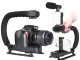 Vlogging kit with tripod, directional microphone, LED light and Bluetooth remote, black