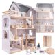 Bērnu spēļu koka leļļu māja ar mēbelēm konstruktors, 80cm | Wooden Play Dollhouse with Furniture