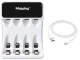 Maxday C704Y4 AA/AAA Battery Charger with LCD Display and USB-C, White