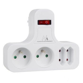 Maclean MCE224 4-Way Multi-Plug Adapter with Switch, White