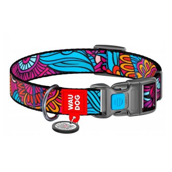 Waudog Nylon Dog collar with QR code size XL, Summer