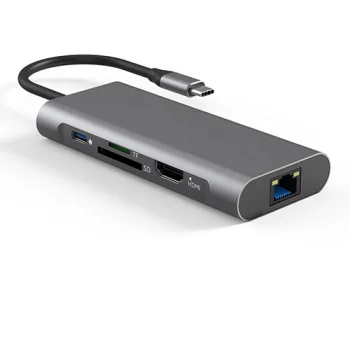 Extra Digital USB-C Adapter (8-in-1) HDMI, RJ45, USB 3.0, SD, Gray
