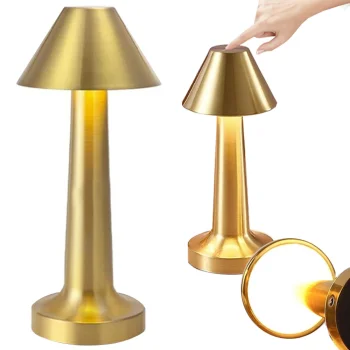 Wireless LED Table Lamp, Touch Control, 3 Light Modes, Gold