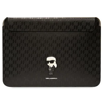 Karl Lagerfeld Saffiano Monogram Ikonik 14" Laptop Sleeve, Black