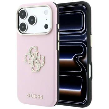 Guess Smooth & Big Strass Logo Case for iPhone 18 Pro / 17 Pro, Pink