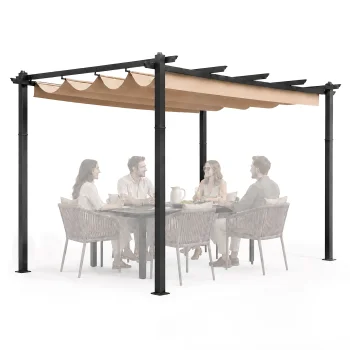 Multigarden Garden and Terrace Pergola, 3x4 m, Steel, Beige