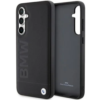 BMW Samsung Galaxy S23 FE Case Leather Hot Stamp, Black