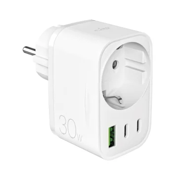 Puro 30W Power Delivery Charger with Schuko Socket, White