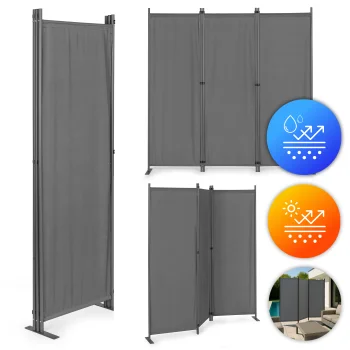 MultiGarden 3-Panel Folding Garden Screen Room Divider, 167x164 cm, Grey