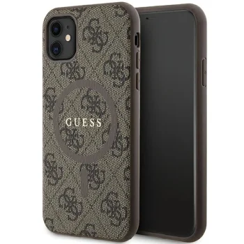 Guess iPhone 11 / XR Case 4G Collection Leather Metal Logo MagSafe, Brown