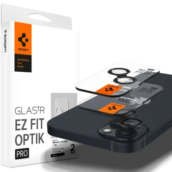 Spigen Glas.tR EZ Fit Optik Camera Protector for iPhone 14 / Plus / 15 / Plus, Black, 2 pcs