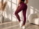 Women\'s High-Waisted Push-Up Fitness Leggings, Burgundy, L/XL