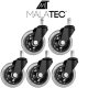 Rubber Office Chair Casters, 5 pcs, Malatec 22077, 11 mm Stem