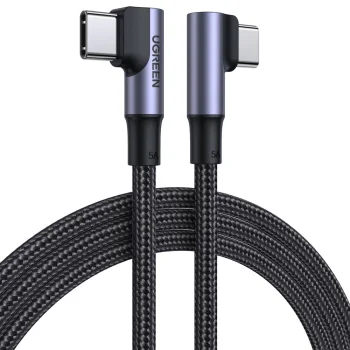 Ugreen kampinis USB-C į USB-C laidas 100W 5A 480Mb/s PD QC 1m, juodas