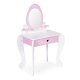 ECOTOYS Wooden Kids Vanity Table Set with Mirror, Stool and 7 Accessories
