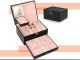 Jewelry Box Organizer with Mirror and Key, Black