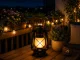 Retro LED Camping Lantern with Flame Effect, USB, Black