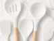 Kitchen Knife and Utensil Set with Block and Cutting Board, 19 Pieces, White