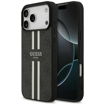 Guess 4G Printed Stripes MagSafe Case for iPhone 17 Pro Max, Black