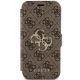 Apple iPhone 15 6.1\" Guess 4G Metal Logo Book Case Cover, Brown