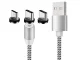 3-in-1 Magnetic Charging Cable Micro USB / Type-C / Lightning, 1m, Silver