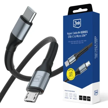 3mk Hyper Cable N-SERIES USB-C to Micro USB Cable 3m 10W - Black