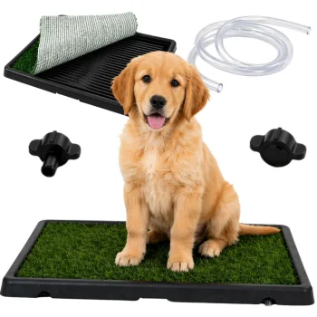 Dog Potty Training Tray with Artificial Grass and Drain 61x50cm