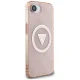 Guess IML Metal Glitter 4G Circle Triangle MagSafe Case for iPhone 16e, Pink