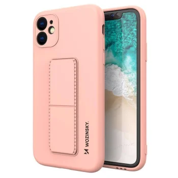 Wozinsky Kickstand Case silicone phone case with stand for Samsung Galaxy A22 4G, pink
