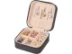 Small Travel Jewelry Box Organizer with Zipper for Rings, Black