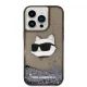 Karl Lagerfeld iPhone 14 Pro Case Liquid Glitter Choupette Black