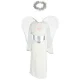 Kids Carnival Costume Angel, 4-Piece Set, Size S (100-110 cm), White