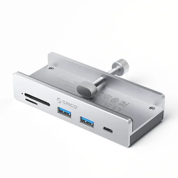 Orico MH5PC Clamp-Mounted USB-C Hub with SD/TF Reader, Silver
