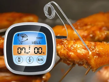 Digital Kitchen Meat Thermometer with Probe Black-Silver