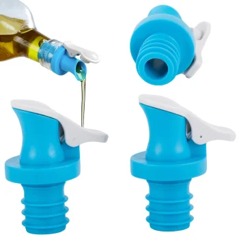 Bottle Pourer and Stopper Set for Oil and Vinegar, 2 pcs, Blue