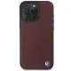BMW iPhone 16 Pro Max Case Sign Leather Diamond Metal Logo MagSafe, Red