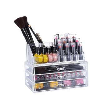 Cosmetic Makeup Organizer Container Jewelry Storage Box, 19 compartments