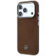 Mercedes Leather Semi Wrap Wood Effect MagSafe Case for iPhone 17 Pro, Brown