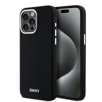 Apple iPhone 15 Pro Max 6.7'' DKNY Liquid Silicone Small Metal Logo MagSafe Case Cover, Black
