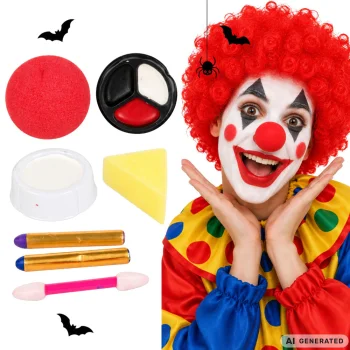 Clown Makeup Kit with Nose for Halloween and Cosplay