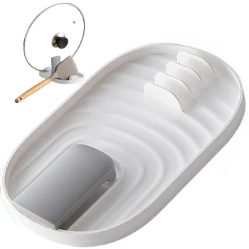 Kitchen Rest for 4 Spoons and Lid, White