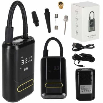 Electric Bicycle and Car Pump, Mini Compressor with Power Bank, USB