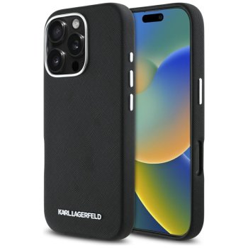 Karl Lagerfeld Saffiano MagSafe vāciņš iPhone 16 Pro - Melns