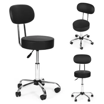 Modernhome BC009-BC Adjustable Swivel Stool with Backrest, Black