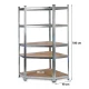Humberg 4817 Metal Corner Shelving Unit 180x90x40 cm, 5 Shelves, Silver